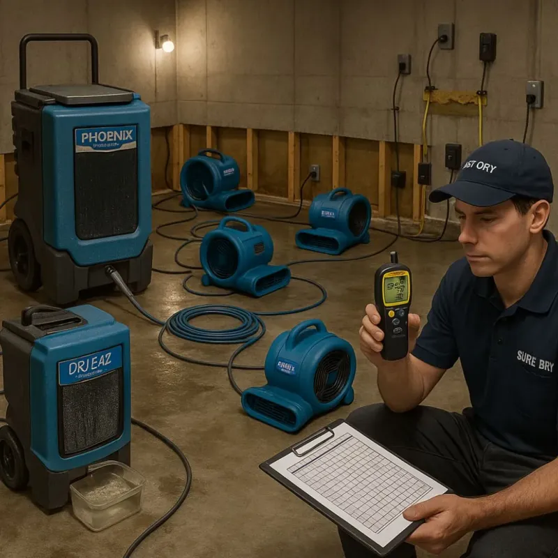 Structural Drying and Dehumidification process in Farwell, TX